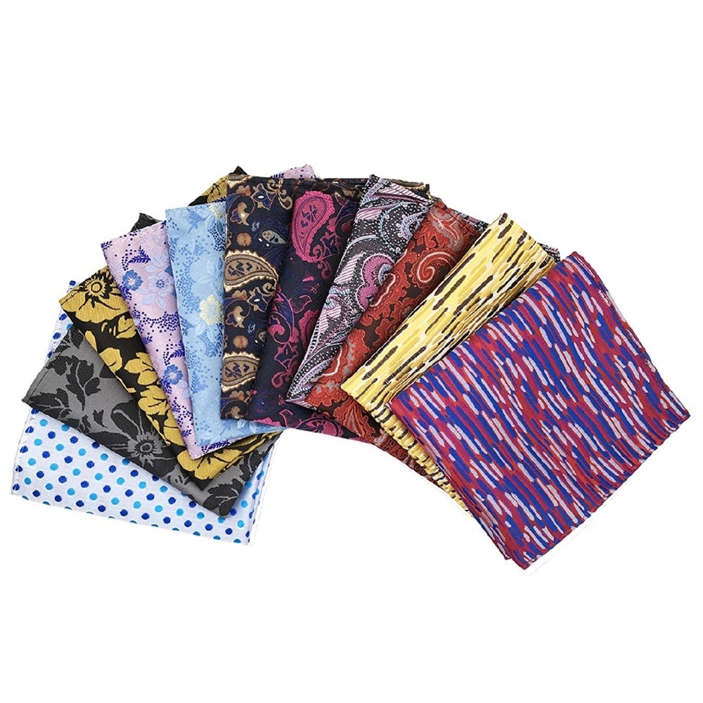 Mens Set of 11 Dot Paisley Floral Pocket Squares